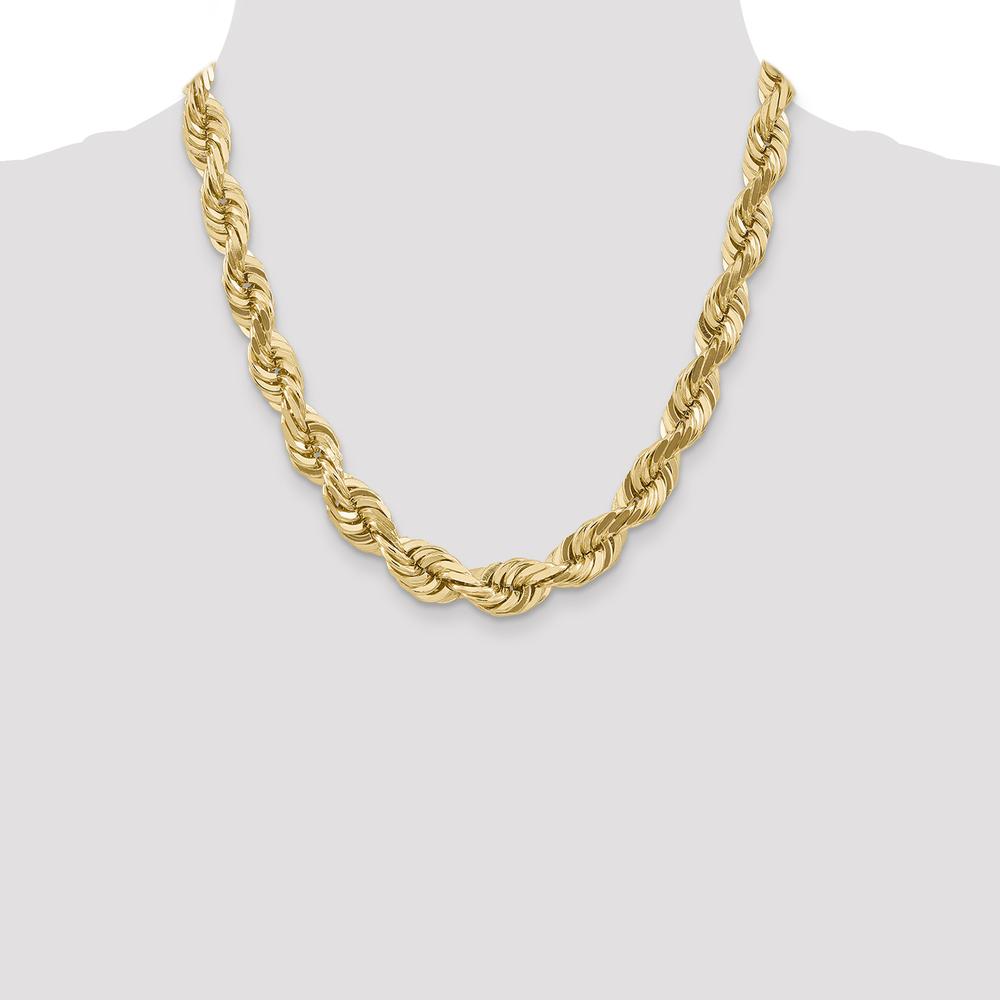 14K Yellow Gold 20" 10mm Diamond-Cut Rope Chain with Fancy Lobster Clasp