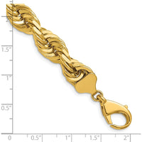 14K Yellow Gold 20" 10mm Diamond-Cut Rope Chain with Fancy Lobster Clasp