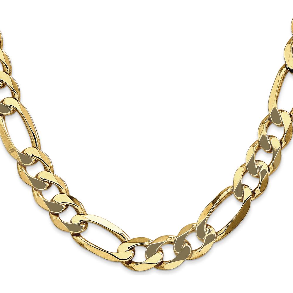 14K Yellow Gold 20" 10mm Flat Figaro Chain with Lobster Clasp by Oro Pregiato
