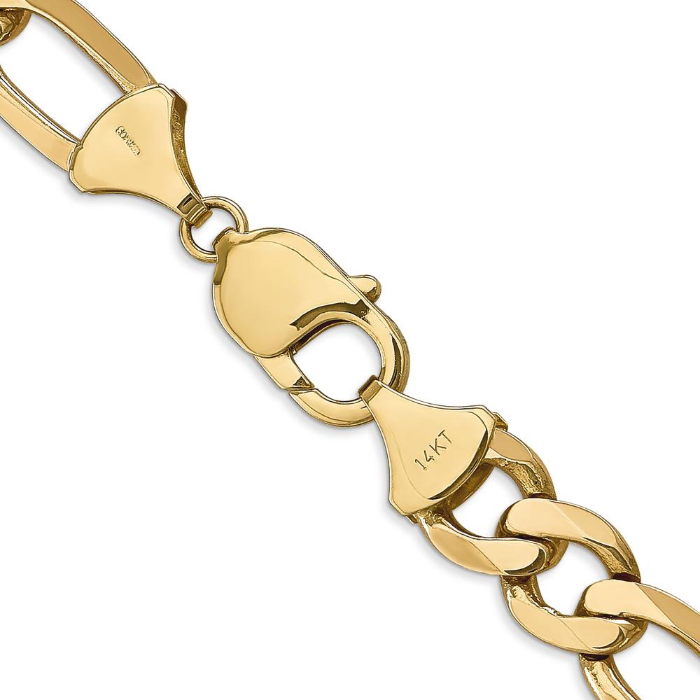 14K Yellow Gold 20" 10mm Flat Figaro Chain with Lobster Clasp by Oro Pregiato