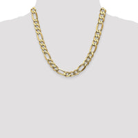 14K Yellow Gold 20" 10mm Flat Figaro Chain with Lobster Clasp by Oro Pregiato