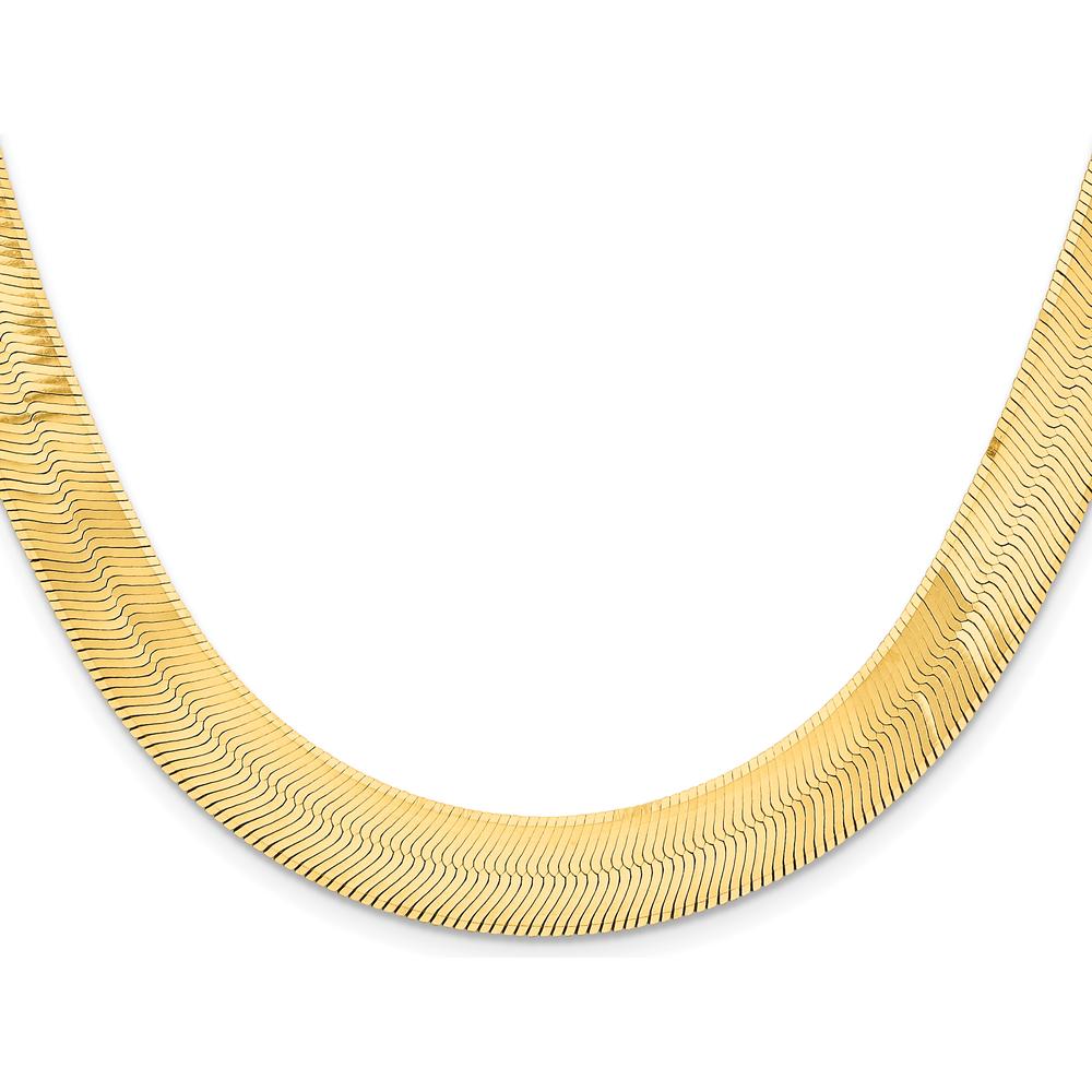 14K Yellow Gold 20" 10mm Herringbone Necklace with Polished Silky Finish - Women's Luxury Chain by 0
