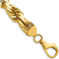 14K Yellow Gold 20" 12mm Diamond-cut Rope Chain with Fancy Lobster Clasp