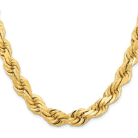 14K Yellow Gold 20" 12mm Diamond-cut Rope Chain with Fancy Lobster Clasp