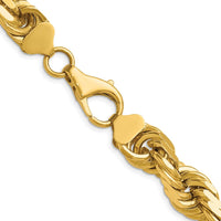 14K Yellow Gold 20" 12mm Diamond-cut Rope Chain with Fancy Lobster Clasp