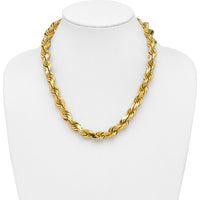 14K Yellow Gold 20" 12mm Diamond-cut Rope Chain with Fancy Lobster Clasp