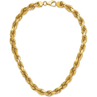 14K Yellow Gold 20" 12mm Diamond-cut Rope Chain with Fancy Lobster Clasp