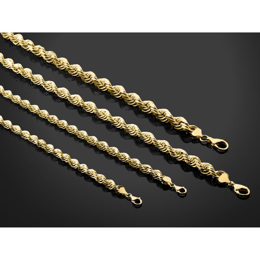 14K Yellow Gold 20" 12mm Diamond-cut Rope Chain with Fancy Lobster Clasp