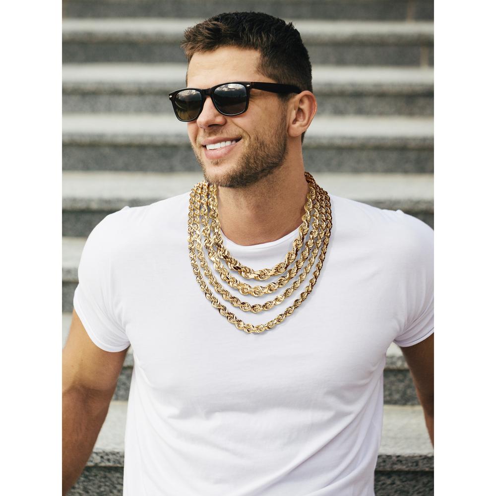 14K Yellow Gold 20" 12mm Diamond-cut Rope Chain with Fancy Lobster Clasp