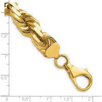 14K Yellow Gold 20" 12mm Diamond-cut Rope Chain with Fancy Lobster Clasp