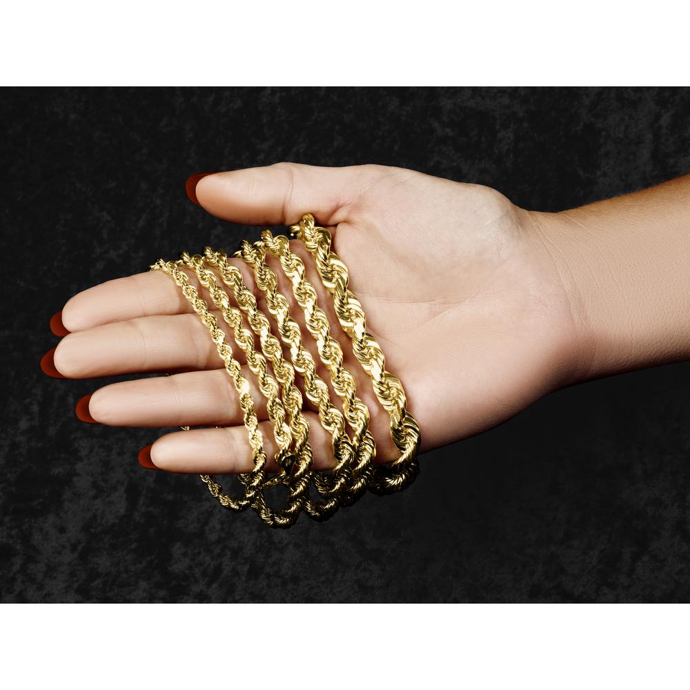14K Yellow Gold 20" 12mm Diamond-cut Rope Chain with Fancy Lobster Clasp