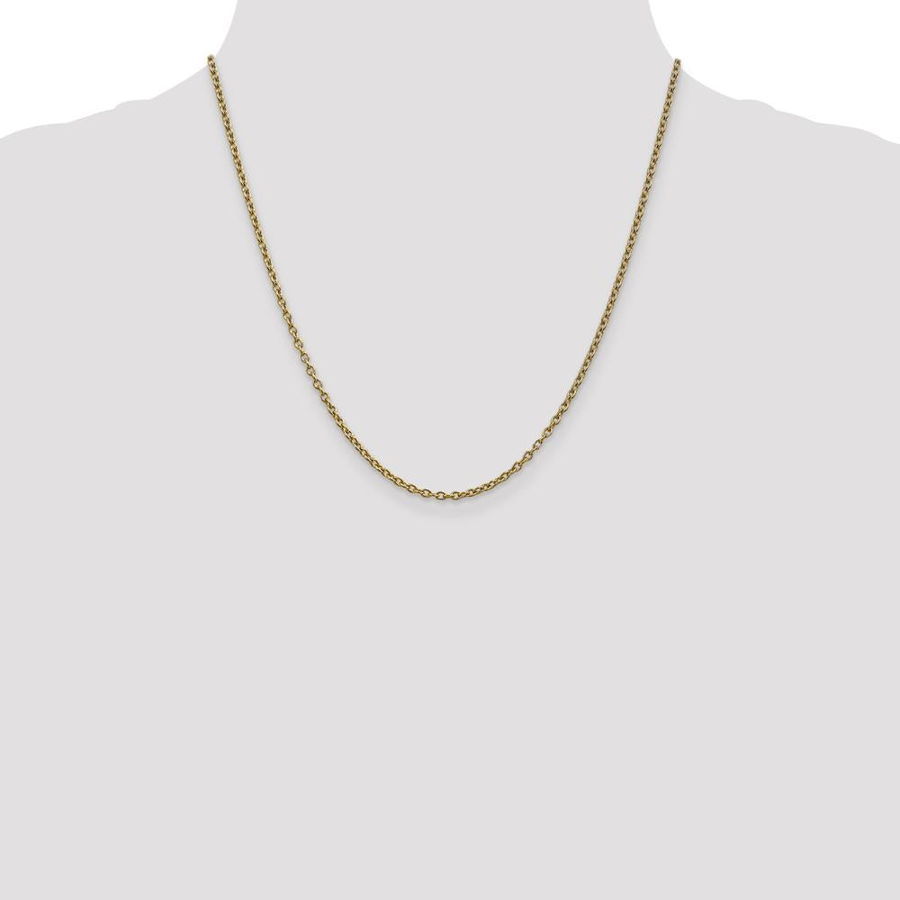 14K Yellow Gold 20" 2.4mm Cable Chain Necklace with Lobster Clasp by Oro Pregiato