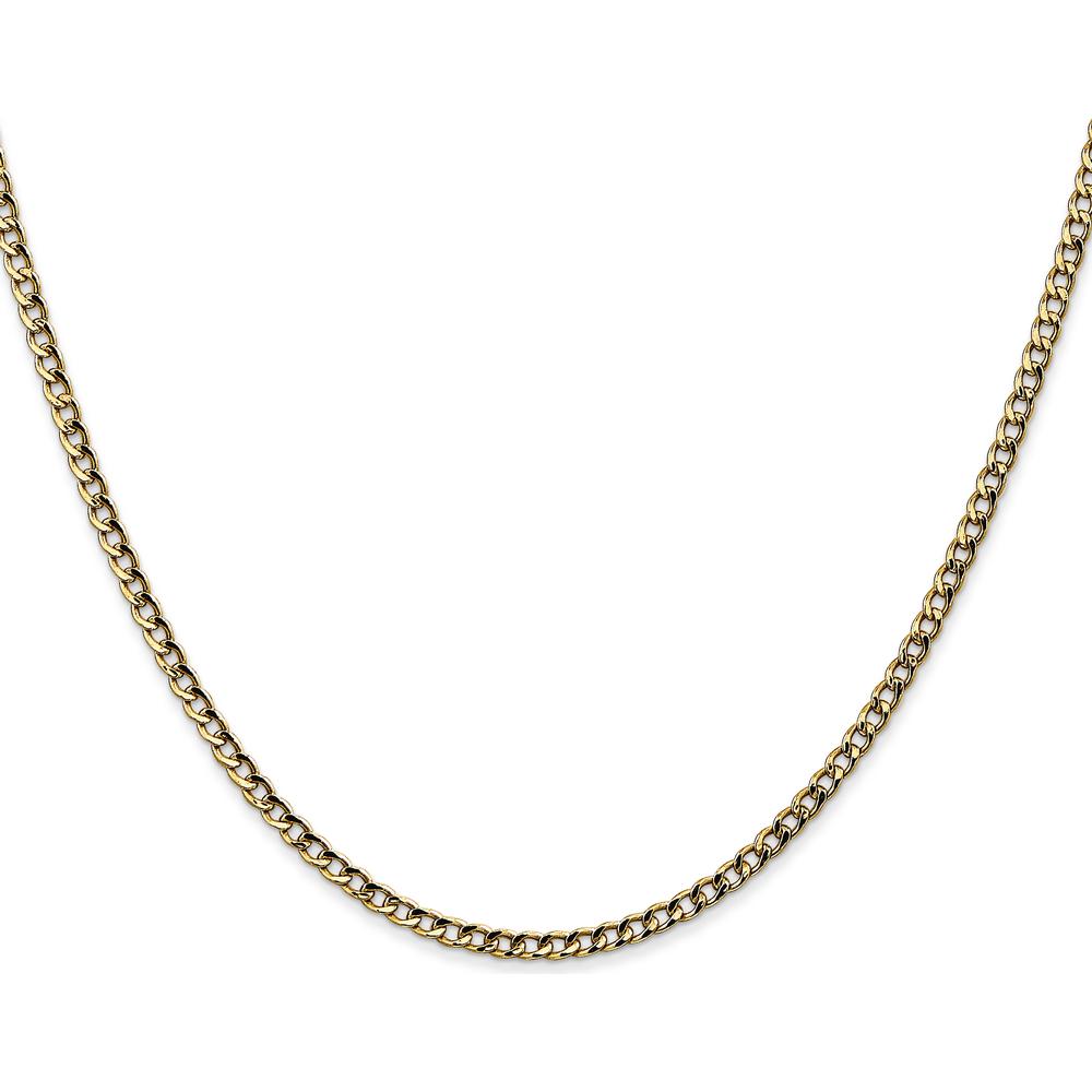 14K Yellow Gold 20" 2.5mm Semi-Solid Curb Chain with Lobster Clasp by Oro Pregiato