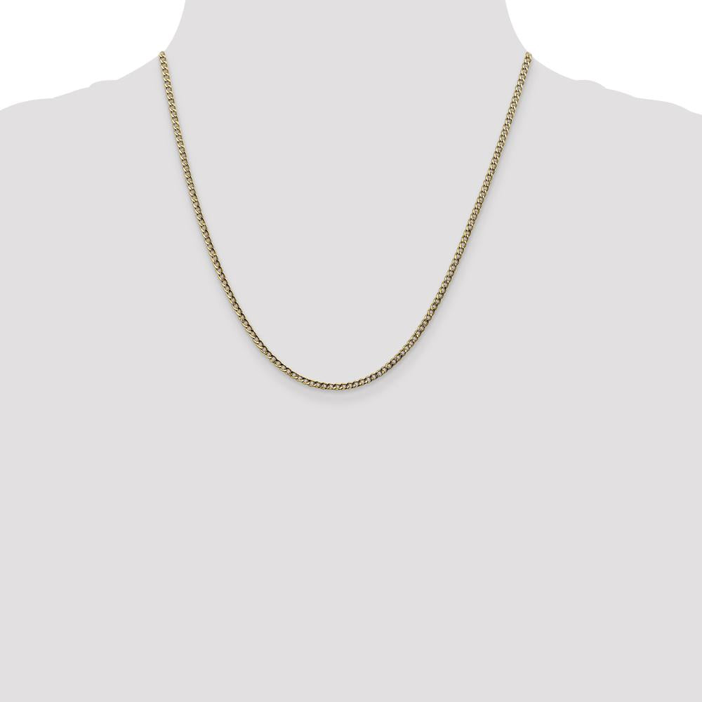 14K Yellow Gold 20" 2.5mm Semi-Solid Curb Chain with Lobster Clasp by Oro Pregiato