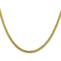 14K Yellow Gold 20" 2.5mm Semi-Solid Diamond-Cut Wheat Chain with Lobster Clasp by Oro Pregiato