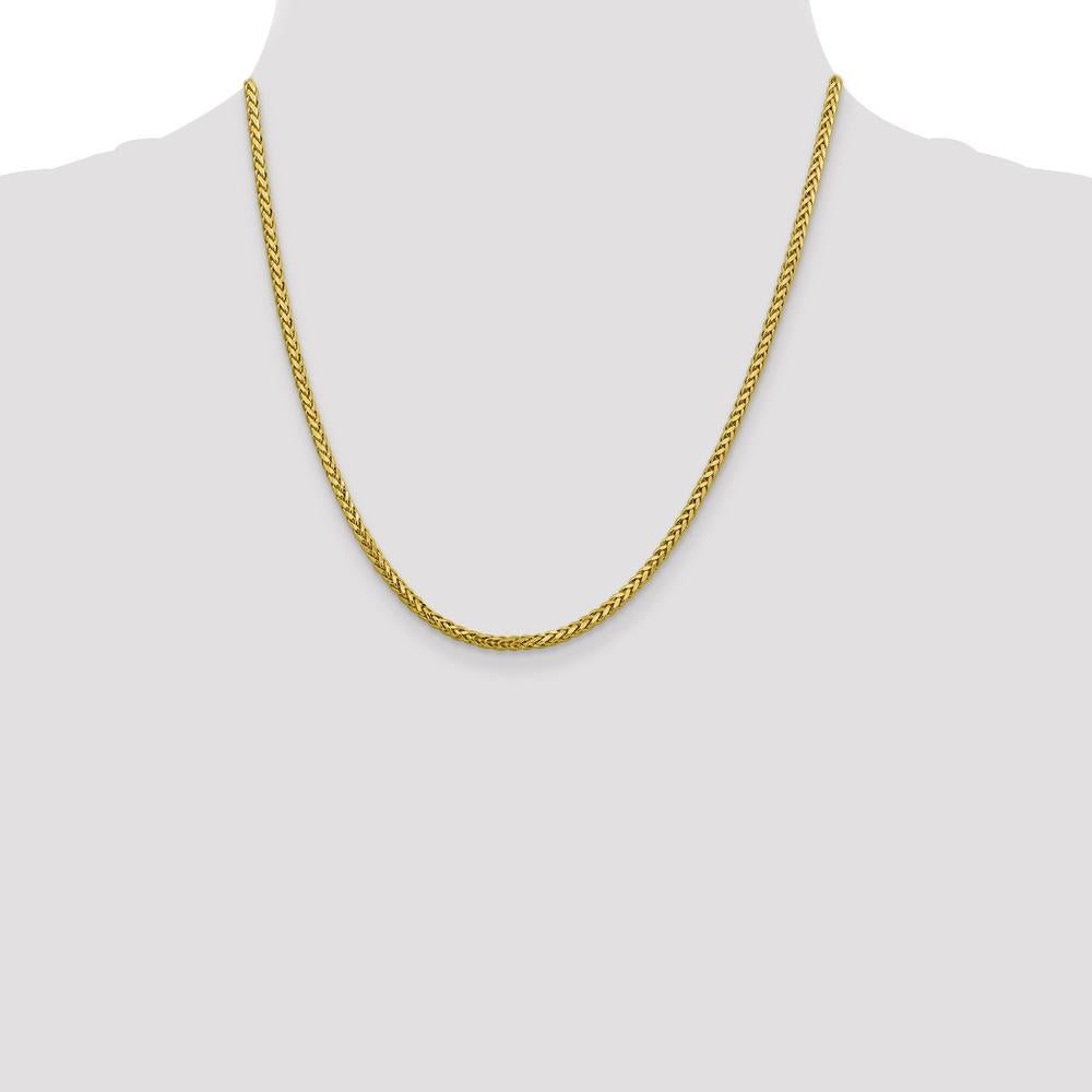 14K Yellow Gold 20" 2.5mm Semi-Solid Diamond-Cut Wheat Chain with Lobster Clasp by Oro Pregiato