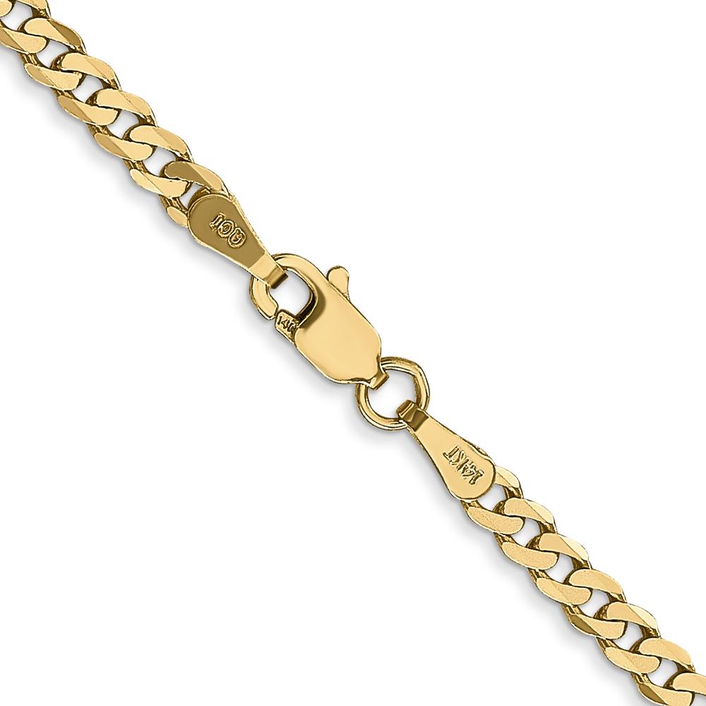 14K Yellow Gold 20" 2.9mm Flat Beveled Curb Chain Necklace with Lobster Clasp by Oro Pregiato