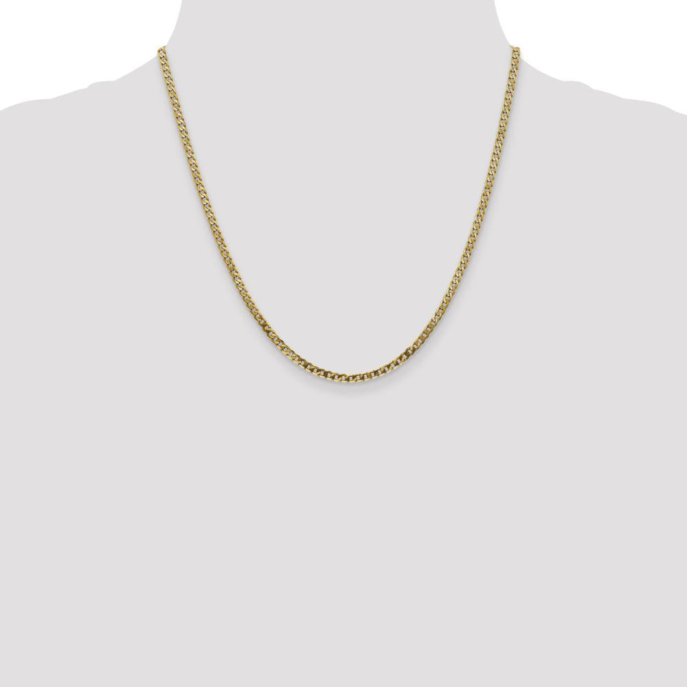 14K Yellow Gold 20" 2.9mm Flat Beveled Curb Chain Necklace with Lobster Clasp by Oro Pregiato