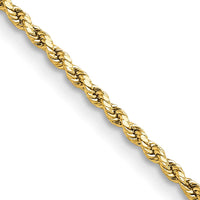 14K Yellow Gold 20" 2mm Semi-Solid Diamond-Cut Rope Chain with Lobster Clasp by Oro Pregiato