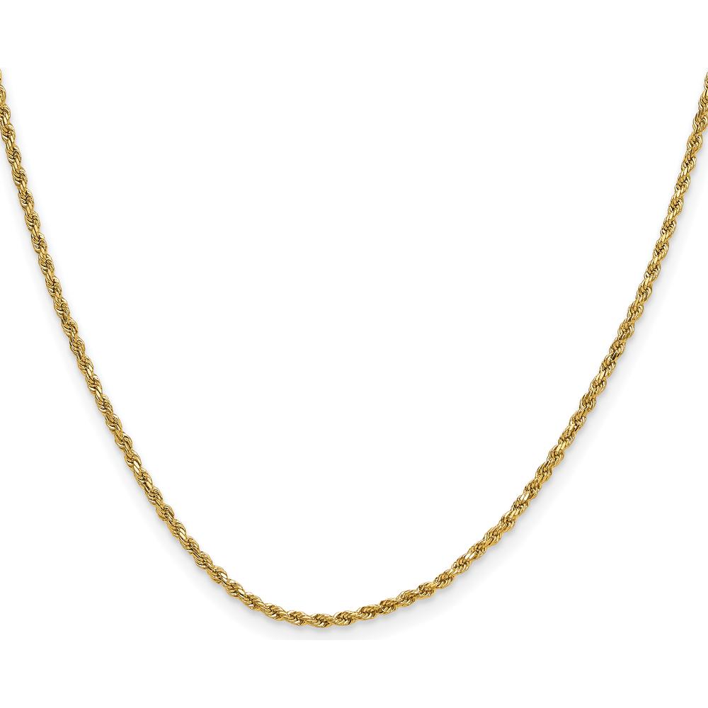14K Yellow Gold 20" 2mm Semi-Solid Diamond-Cut Rope Chain with Lobster Clasp by Oro Pregiato