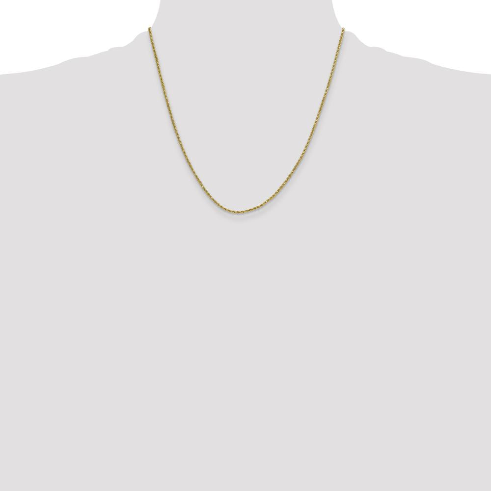 14K Yellow Gold 20" 2mm Semi-Solid Diamond-Cut Rope Chain with Lobster Clasp by Oro Pregiato