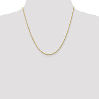 14K Yellow Gold 20" 2mm Ultra Diamond-cut Rope Chain Necklace with Lobster Clasp by Oro Pregiato