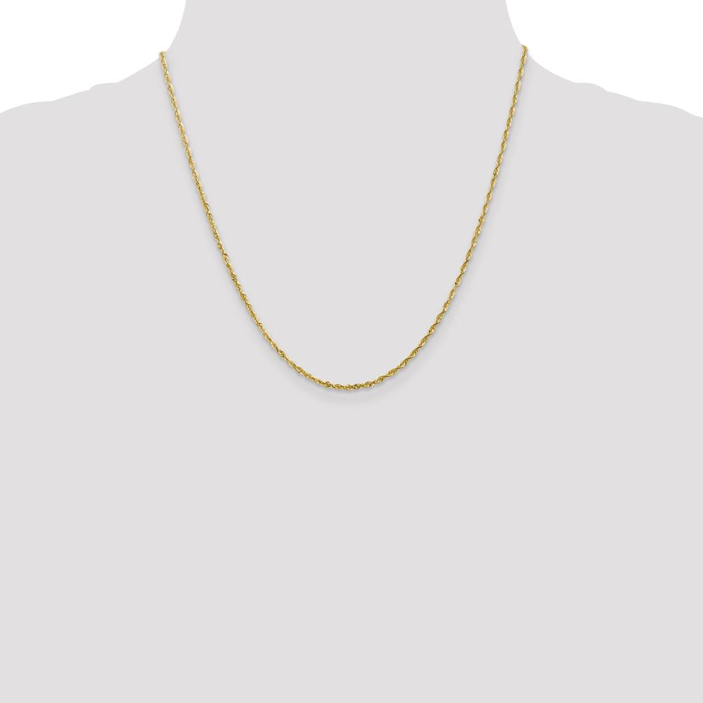 14K Yellow Gold 20" 2mm Ultra Diamond-cut Rope Chain Necklace with Lobster Clasp by Oro Pregiato