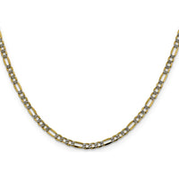 14K Yellow Gold 20" 3.2mm Semi-Solid Rhodium Pavé Figaro Chain with Lobster Clasp by Oro Pregiato
