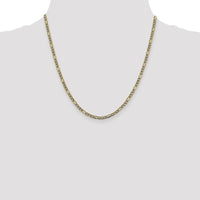 14K Yellow Gold 20" 3.2mm Semi-Solid Rhodium Pavé Figaro Chain with Lobster Clasp by Oro Pregiato