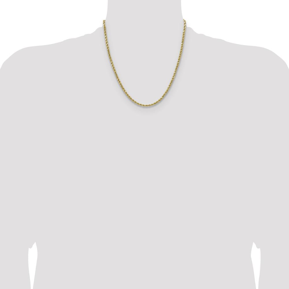 14K Yellow Gold 20" 3.5mm Diamond-Cut Rope Necklace with Lobster Clasp by Oro Pregiato