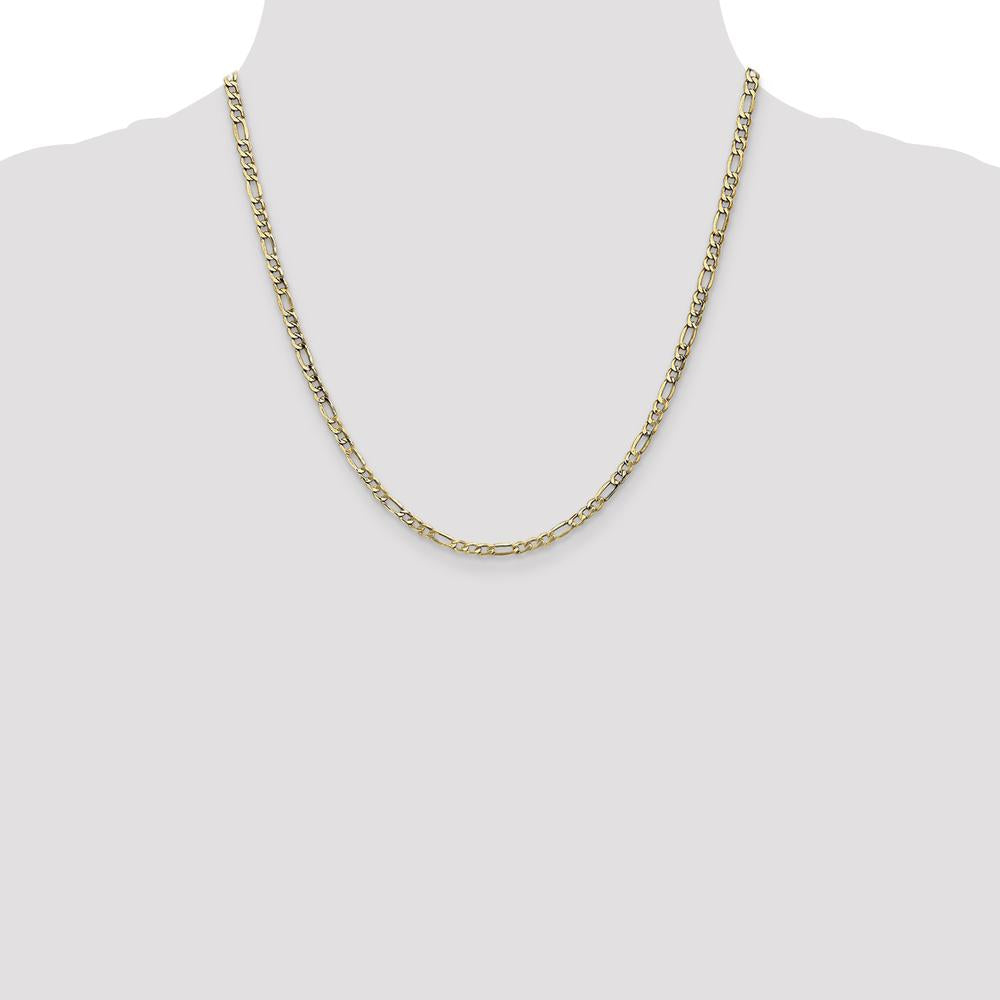 14K Yellow Gold 20" 3.5mm Semi-Solid Figaro Chain with Lobster Clasp by Oro Pregiato