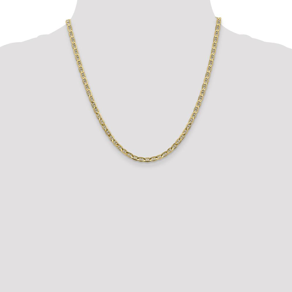14K Yellow Gold 20" 3.75mm Concave Anchor Chain with Lobster Clasp by Oro Pregiato