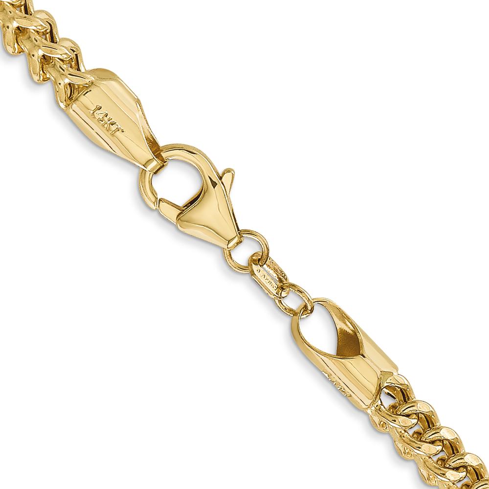 14K Yellow Gold 20" 3.7mm Semi-Solid Franco Chain with Fancy Lobster Clasp by Oro Pregiato