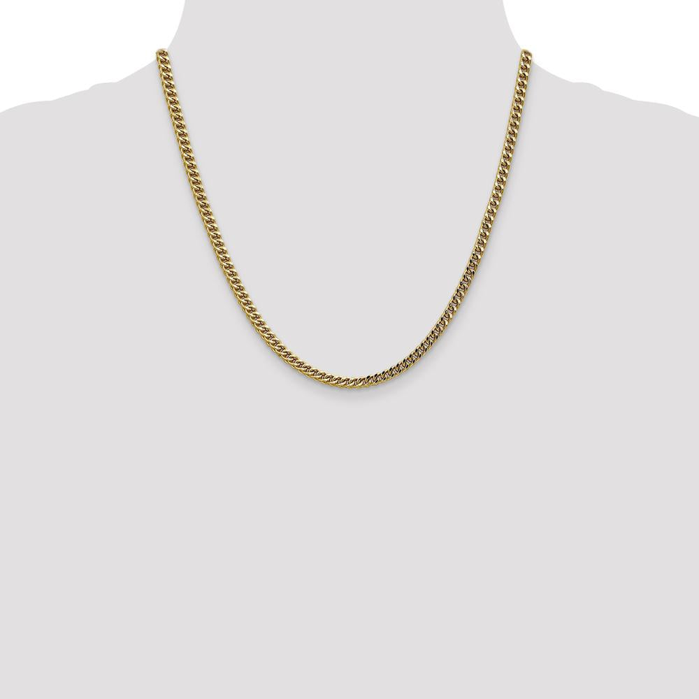 14K Yellow Gold 20" 3.7mm Semi-Solid Franco Chain with Fancy Lobster Clasp by Oro Pregiato