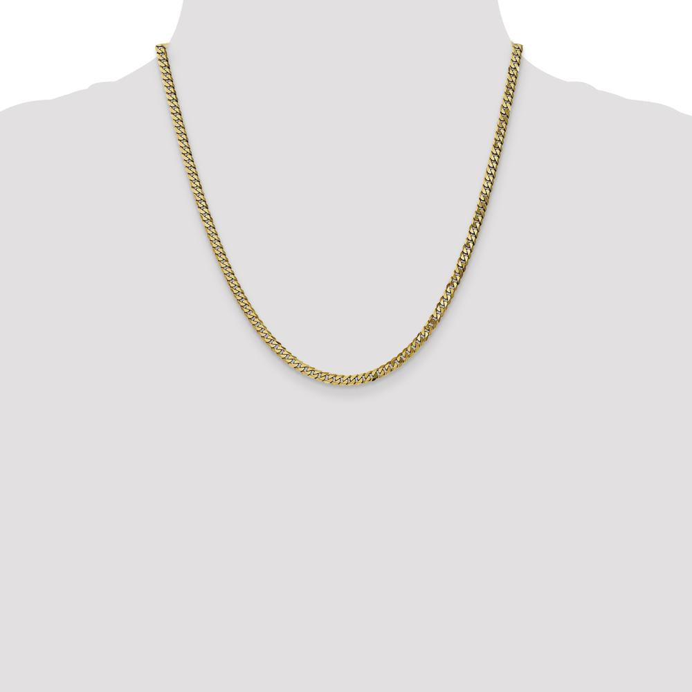 14K Yellow Gold 20" 3.9mm Flat Beveled Curb Chain with Lobster Clasp by Oro Pregiato