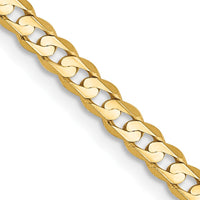 14K Yellow Gold 20" 3mm Concave Curb Chain Necklace with Lobster Clasp by IBGoodman