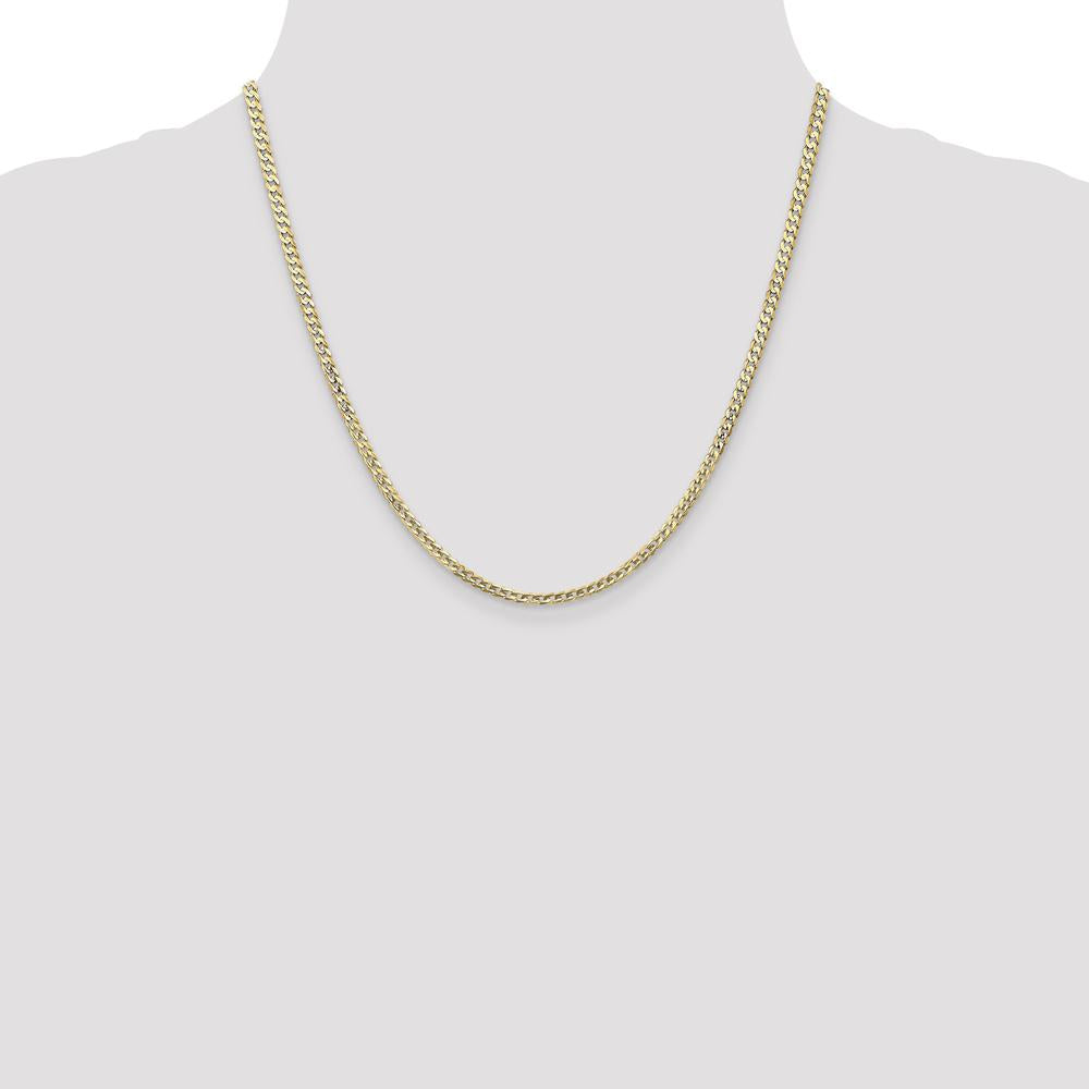 14K Yellow Gold 20" 3mm Concave Curb Chain Necklace with Lobster Clasp by IBGoodman