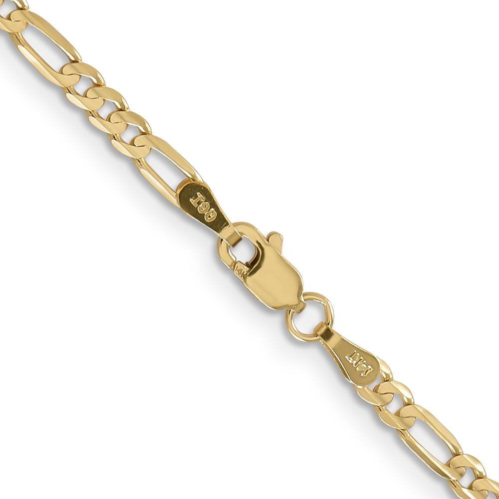 14K Yellow Gold 20" 3mm Concave Open Figaro Chain with Lobster Clasp by Oro Pregiato