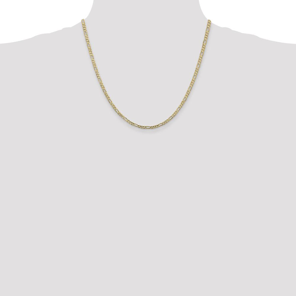 14K Yellow Gold 20" 3mm Concave Open Figaro Chain with Lobster Clasp by Oro Pregiato