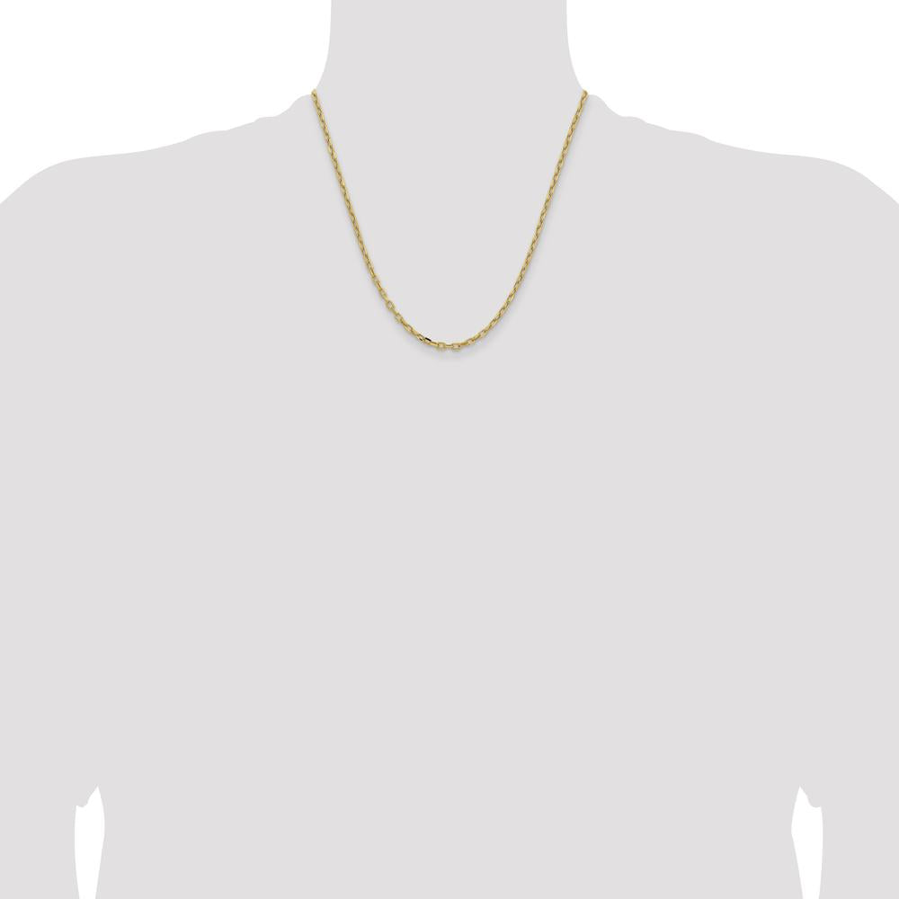 14K Yellow Gold 20" 3mm Diamond-Cut Cable Link Chain with Lobster Clasp by Oro Pregiato