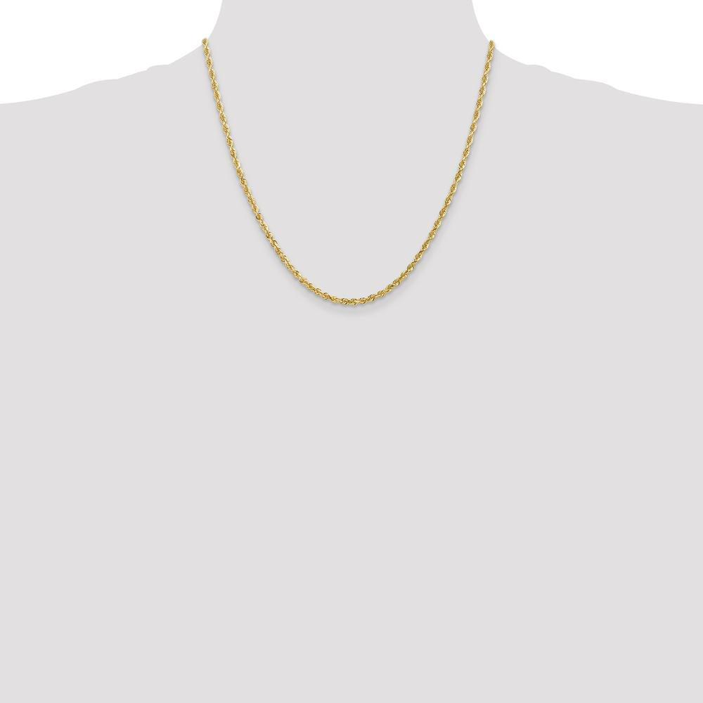 14K Yellow Gold 20" 3mm Diamond-Cut Rope Chain with Lobster Clasp by Oro Pregiato