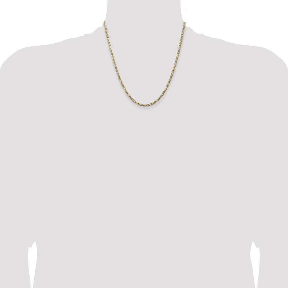 14K Yellow Gold 20" 3mm Flat Figaro Chain Necklace with Lobster Clasp by Oro Pregiato