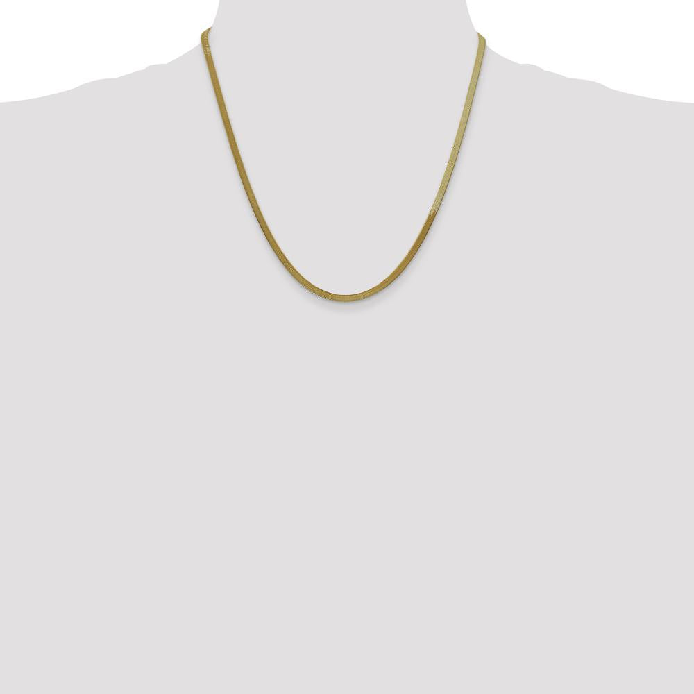 14K Yellow Gold 20" 3mm Herringbone Chain with Lobster Clasp - Polished Silky Finish by 0