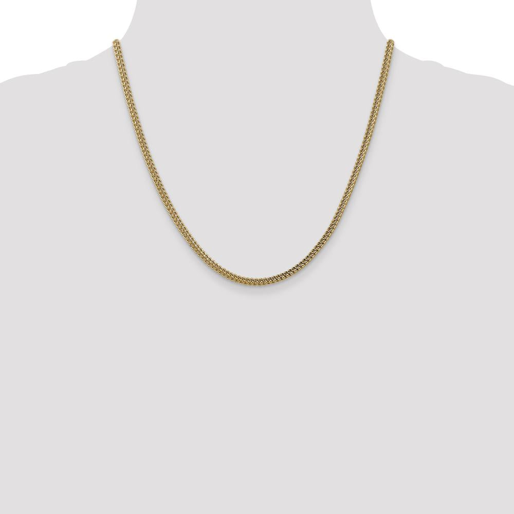 14K Yellow Gold 20" 3mm Semi-Solid Franco Chain with Fancy Lobster Clasp by Oro Pregiato