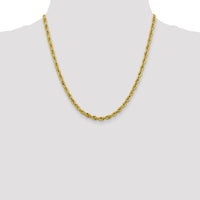 14K Yellow Gold 20" 4.25mm Semi Solid Rope Chain Necklace with Lobster Clasp by Oro Pregiato