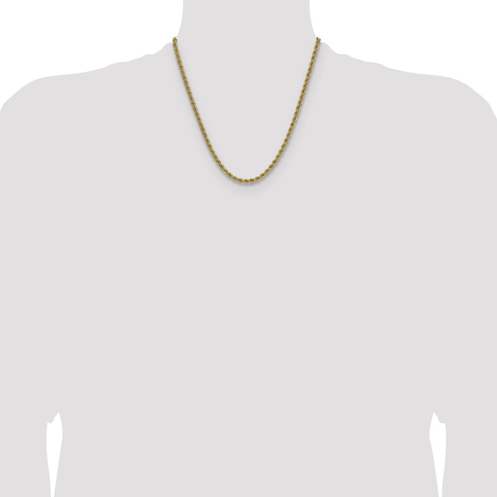 14K Yellow Gold 20" 4.2mm Rope Chain Necklace with Lobster Clasp