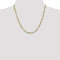 14K Yellow Gold 20" 4.2mm Semi-Solid Figaro Chain Necklace - Lightweight, Polished Finish by Oro Pregiato