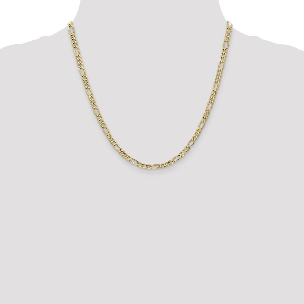 14K Yellow Gold 20" 4.2mm Semi-Solid Figaro Chain Necklace - Lightweight, Polished Finish by Oro Pregiato