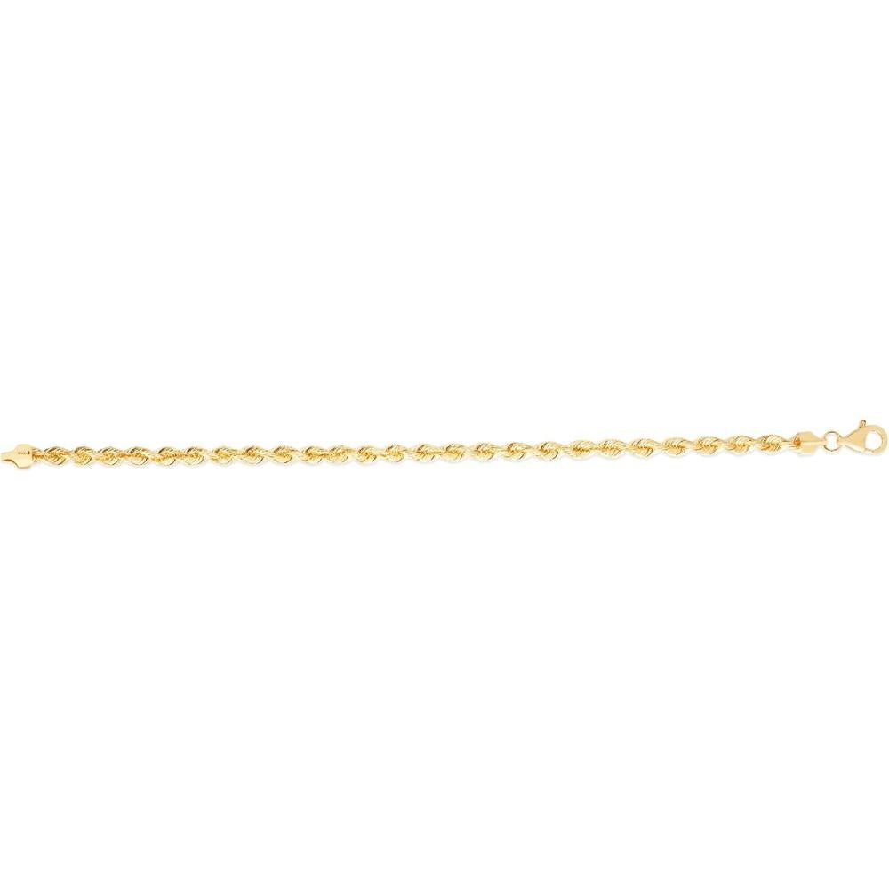 14K Yellow Gold 20" 4.3mm Silk Rope Chain Necklace with Lobster Clasp by Orozza Fine Jewelry