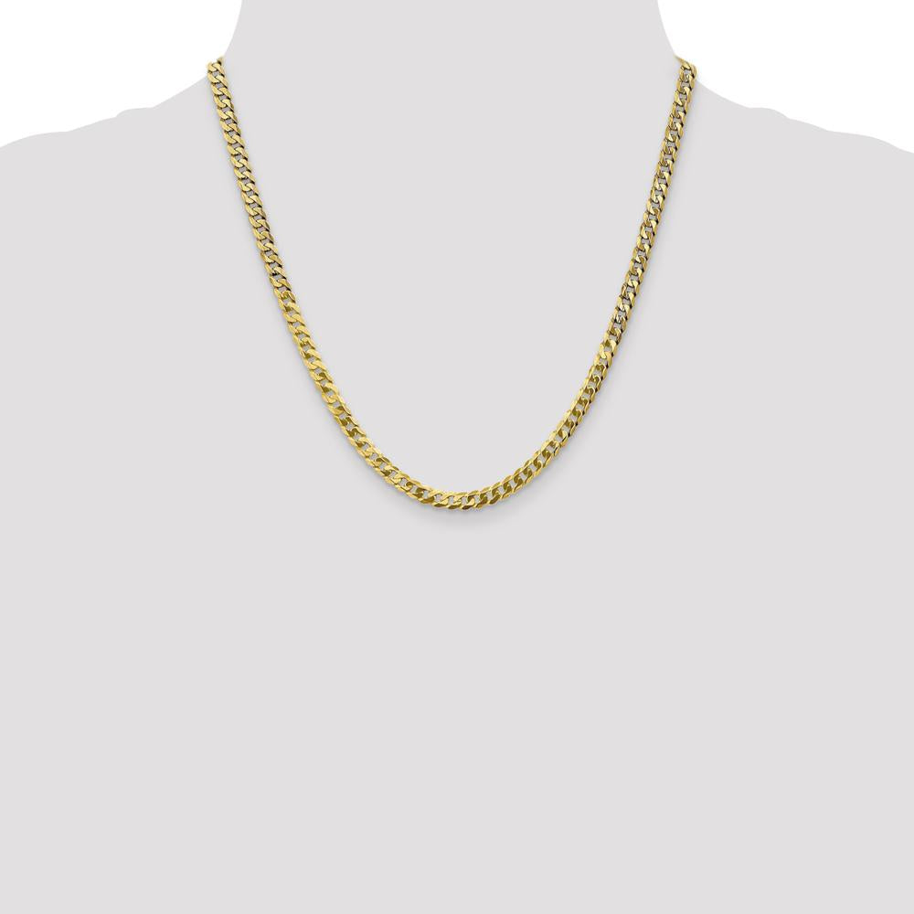14K Yellow Gold 20" 4.75mm Flat Beveled Curb Chain with Lobster Clasp by Oro Pregiato